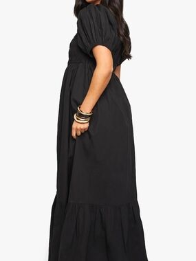 🌸 NEW GAP MATERNITY Black Puff-Sleeve Maxi Dress SMALL